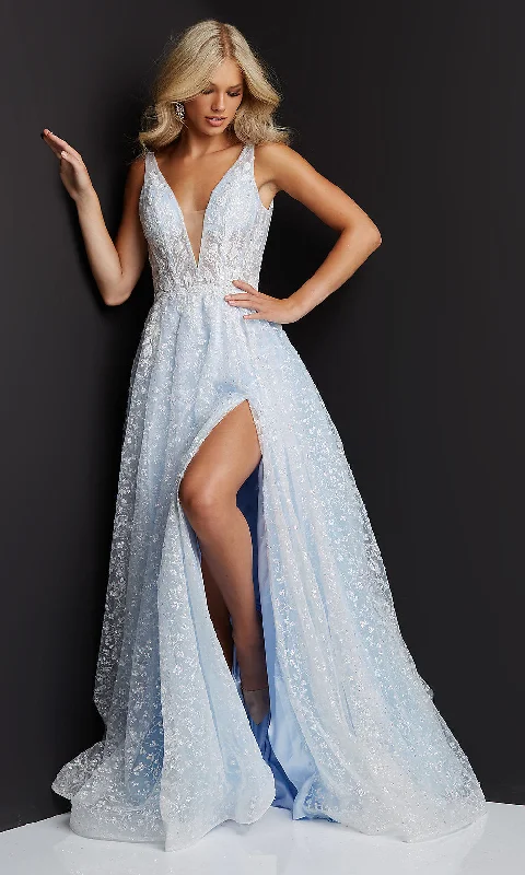 Best-Sellers Light Blue JVN by Jovani Prom Ball Gown with Train