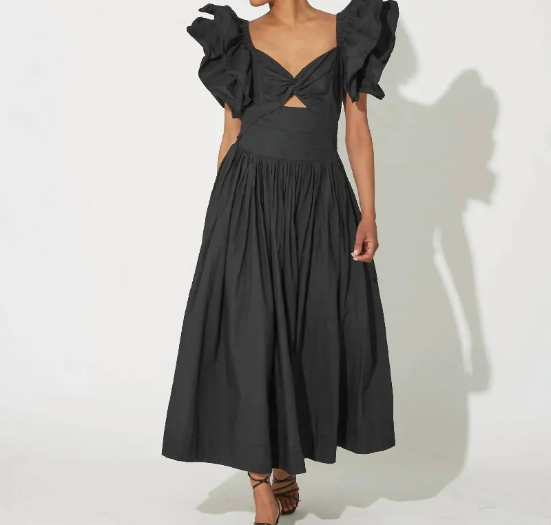 Chic Styles Cleobella Piper Midi Dress In Black