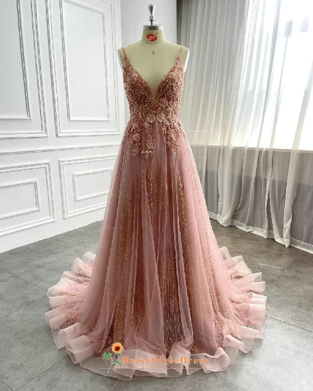 Day-To-Night Styles Dusty Pink Sparkle Wedding Dress