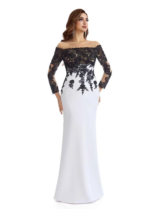 Mother'S Day Special Elegant Long Sleeves Off The Shoulder Mother of The Bride Dresses Online