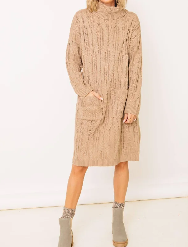 Cool Prices Coco Classy Turtle Neck Midi Dress (S-3Xl) In Beige