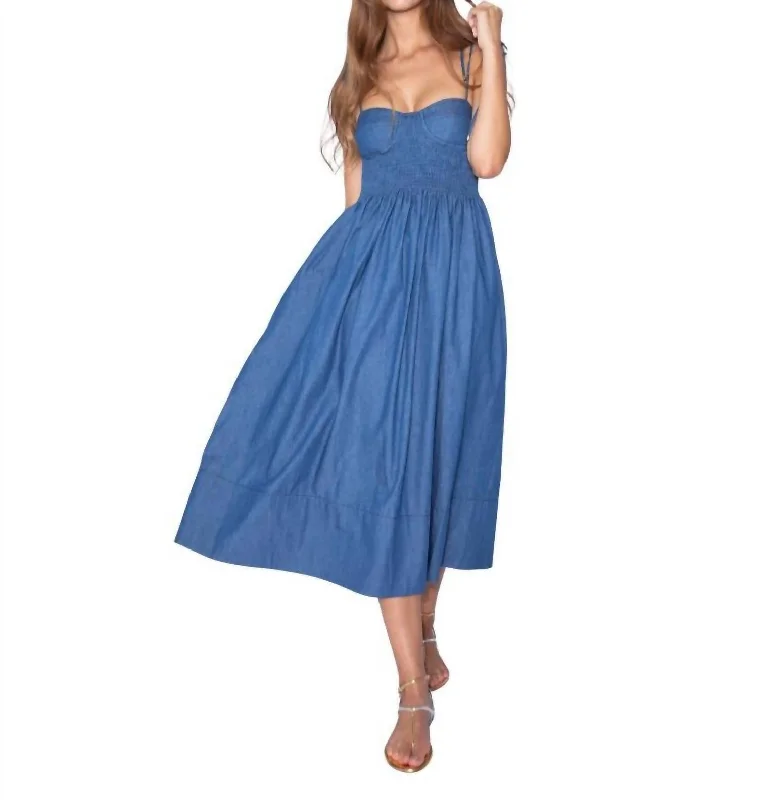 Elevate Your Wardrobe Josephine Midi Dress In Denim