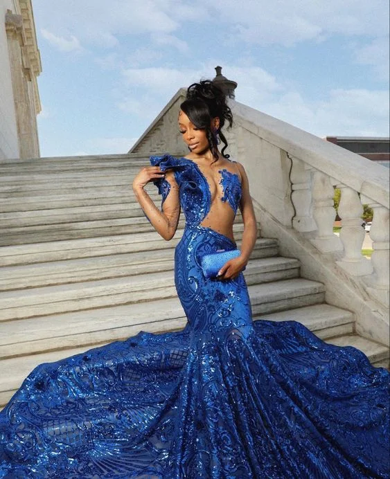 Wardrobe Refresh Sexy blue prom dress,mermaid prom gown Y6675