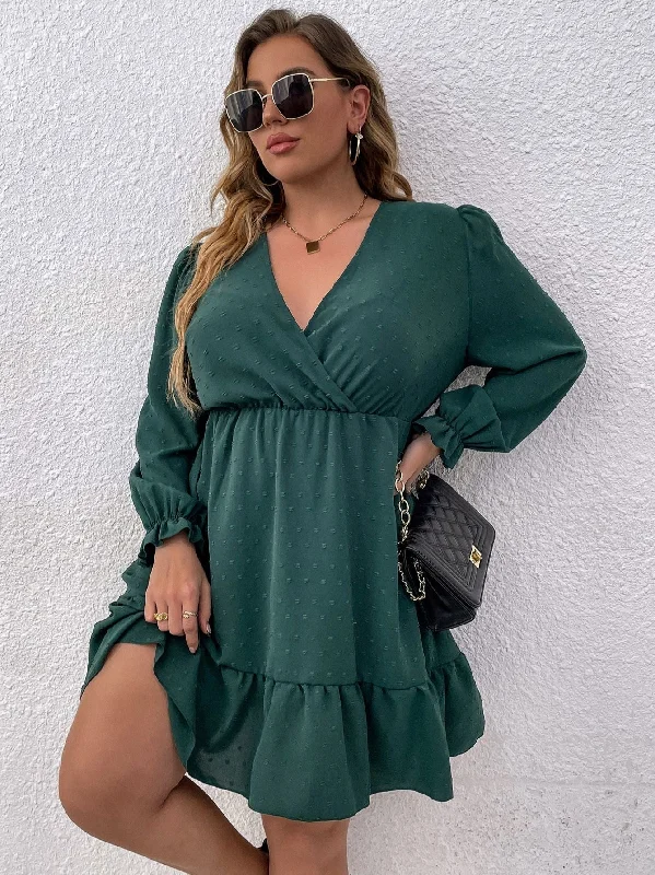 Early Access To Art Deco Styles Sale BerriesJam - Long Sleeve V Neck Green Elegant Casual Party Dress