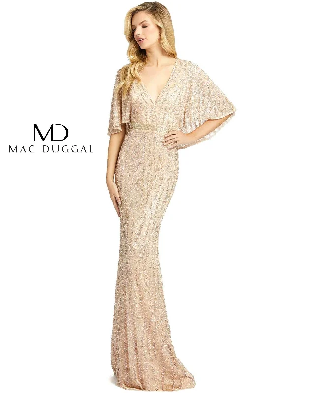 Trendy Styles Mac Duggal 4917 Long Short Sleeve Formal Mermaid Dress