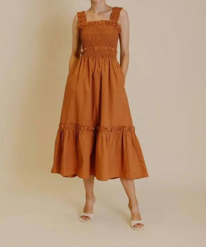 Spring Wardrobe Boho Babe Midi Dress In Orange