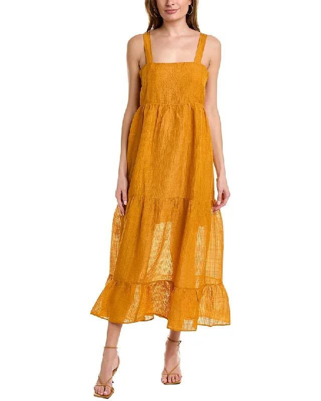 Feminine Soft - Hued Styles Marie Oliver Petra Silk & Linen-Blend Maxi Dress