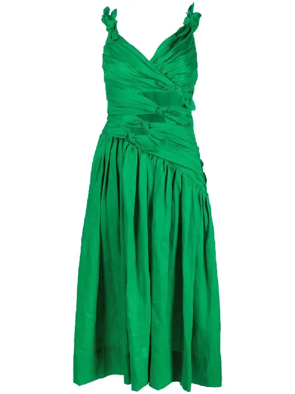 Seasonal Trends Zimmermann Tiggy Bow Midi Dress Green