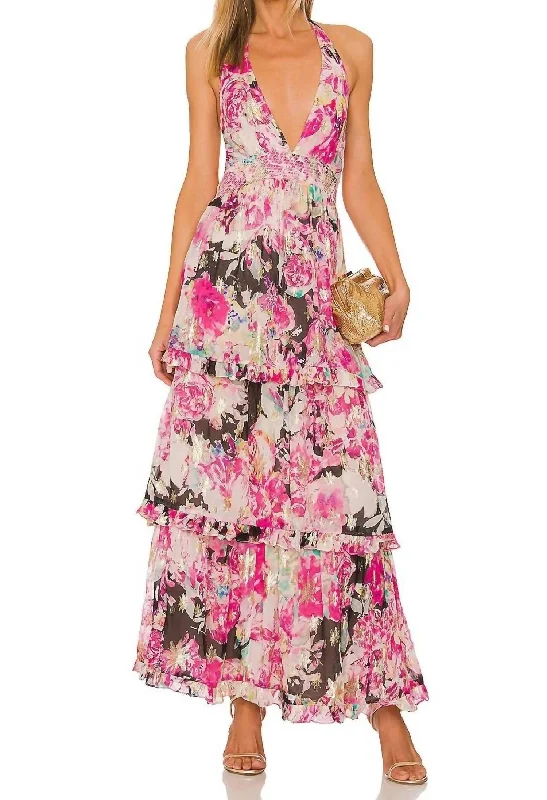 Buy More, Save More Tessa Maxi Dress In Black And Pink