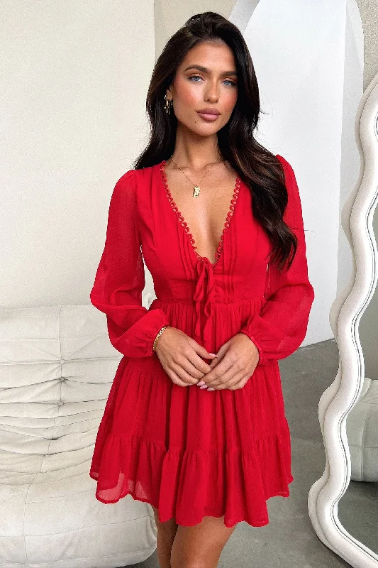 Buy More, Save More Lexie Long Sleeve Dress - Red