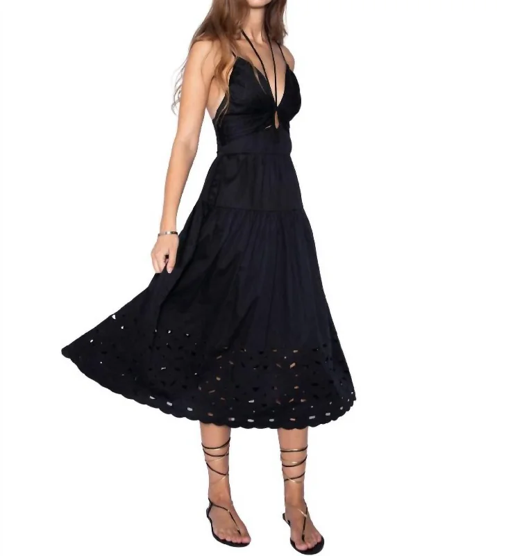 Big Savings Hedy Embroidered Midi Dress In Black