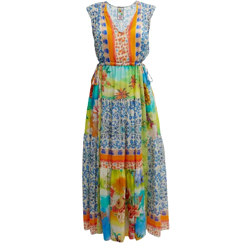 Big Savings Johnny Was Lylarae Natania Printed Slip Sleeveless Midi Dress