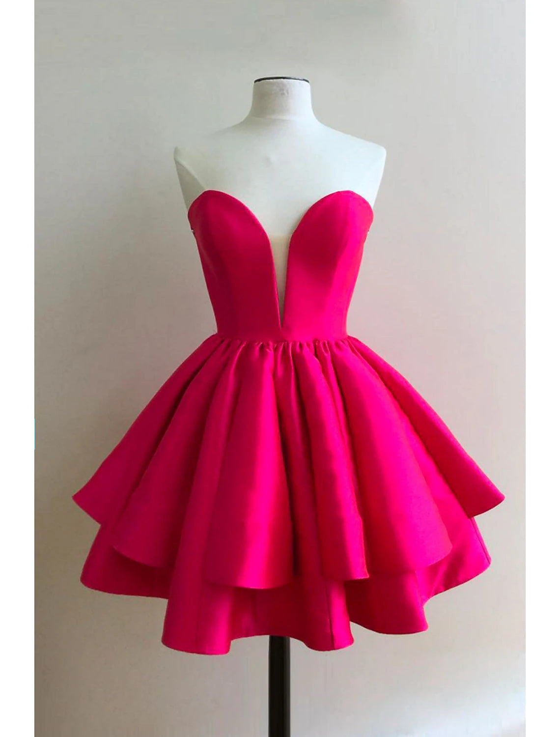 Spring Fling Sale A-Line Homecoming Dresses Princess Dress Holiday Short / Mini Sleeveless Strapless Barbiecore Satin with Pleats