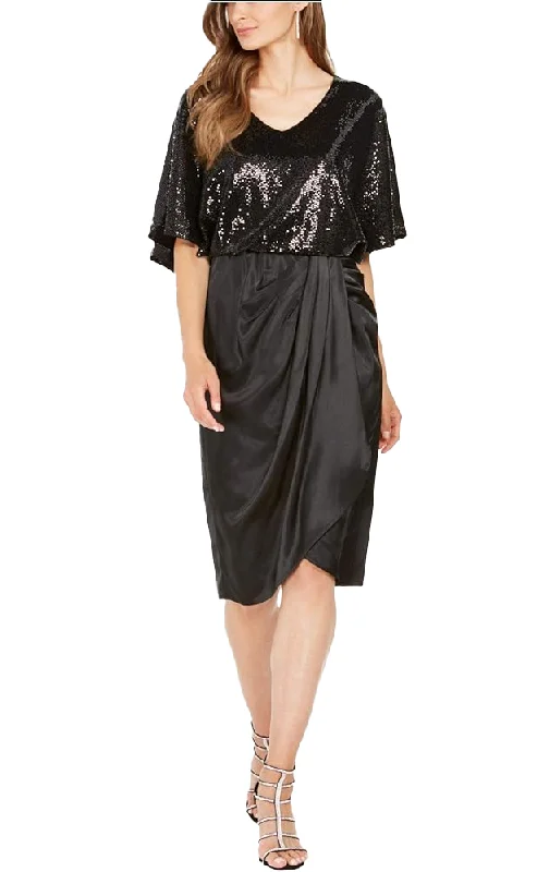 Special Occasion Wear 16 - 28th & park black sequin & satin midi dress