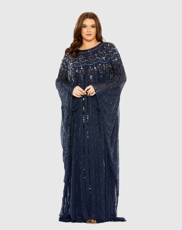 Mid - Week Surprise Mac Duggal 93875 Long Sleeve Formal Plus Size Dress