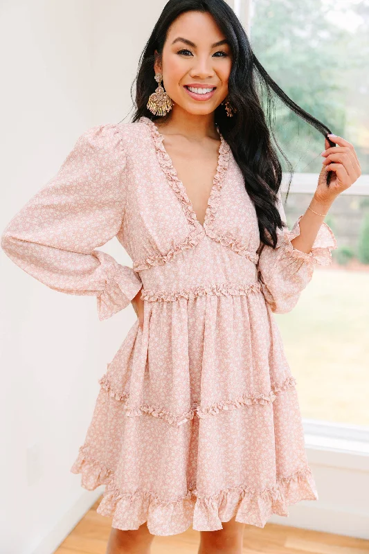 Chic Styles Make Your Play Mauve Pink Ditsy Floral Dress