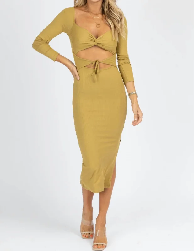 Flash Sale Cross Front Cutout Midi Dress In Green Grass