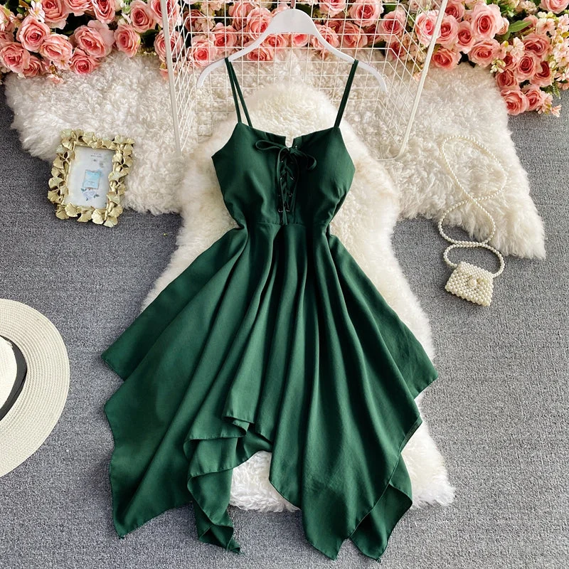 Women's Seasonal Wardrobe Clothing Charming sexy high waist irregular halter dress  S24