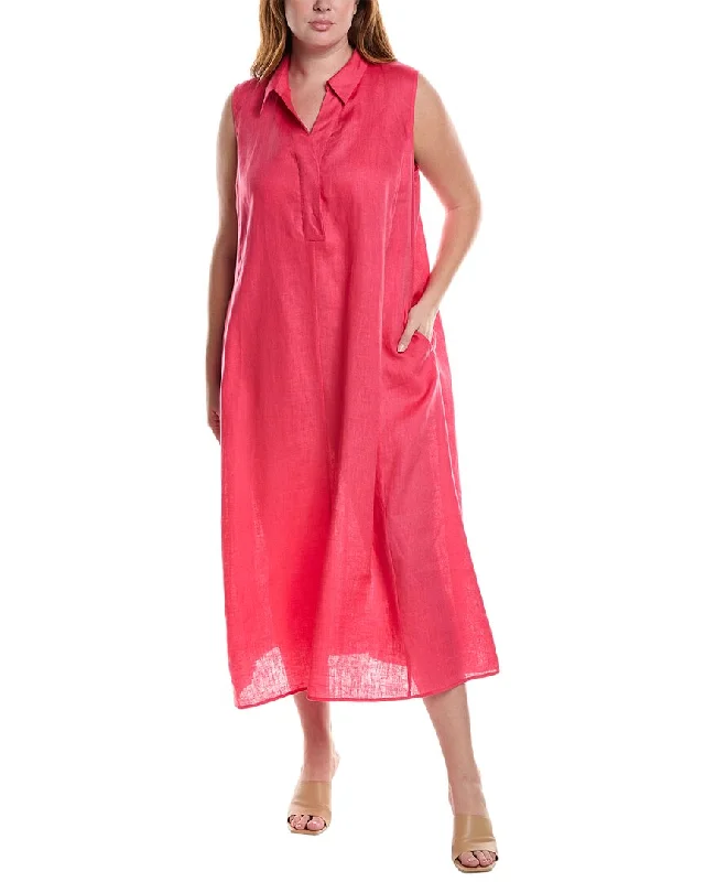 Last Chance Sale Marina Rinaldi Plus Dicitura Linen Midi Dress