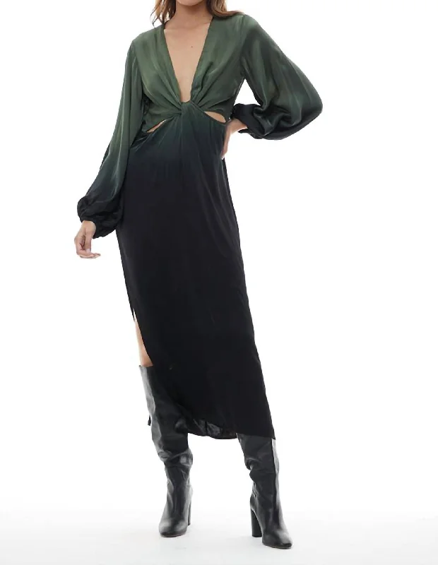 Y2K Nostalgic Fashion Look Hadi Midi Dress In Dark Forest Ombre