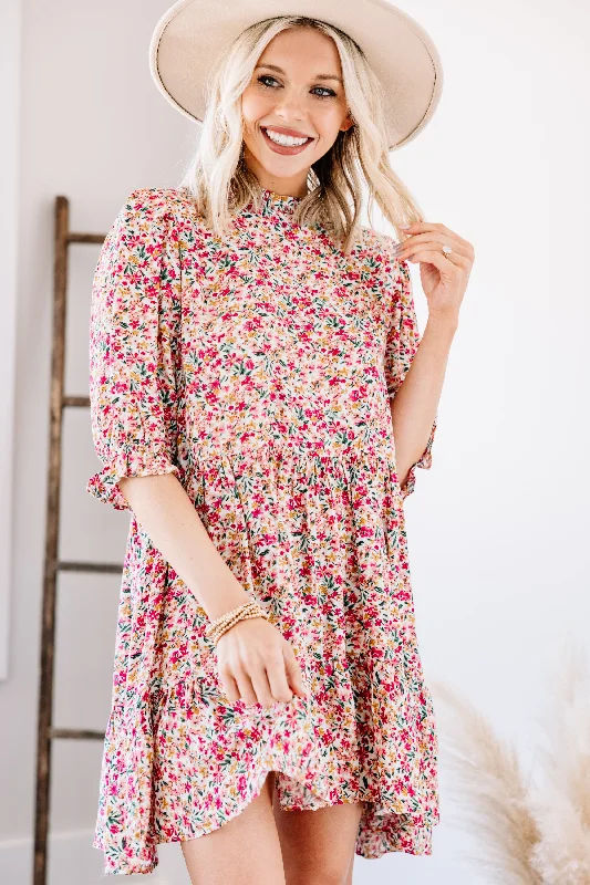 Wardrobe Refresh When I See You Ivory White Ditsy Floral Mini Dress