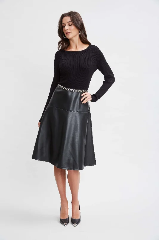Women's Holiday Attire T-Tahari Knit Vegan Leather Dress