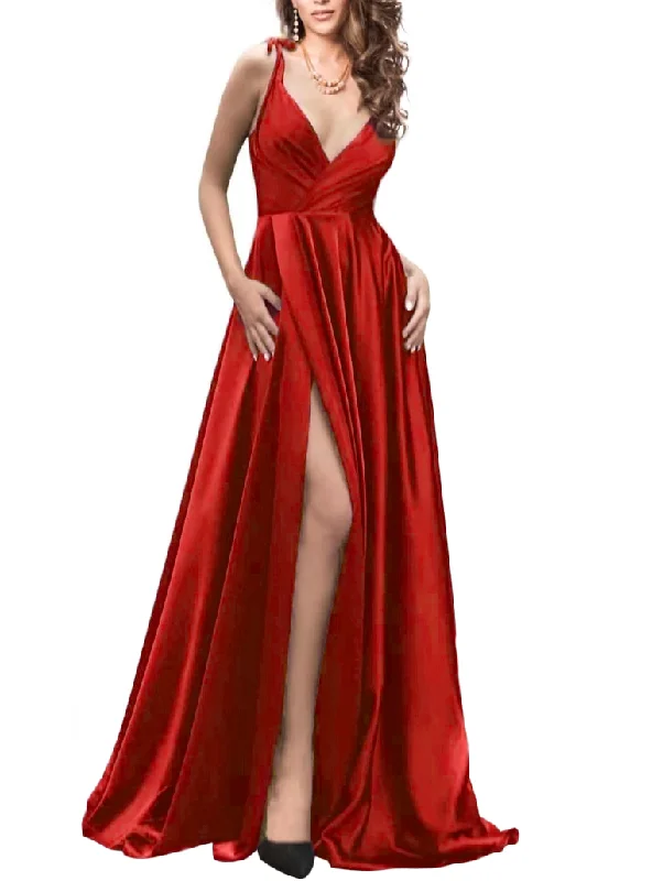 Spring Wardrobe 10 - ssb red faux wrap satin gown