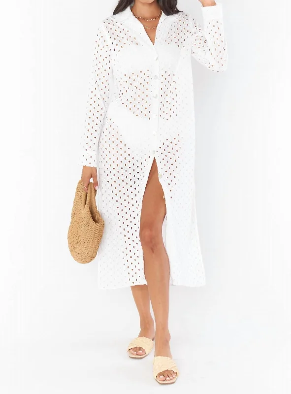 Early Access To Art Deco Styles Sale Dayton Midi Dress In White Eyelet