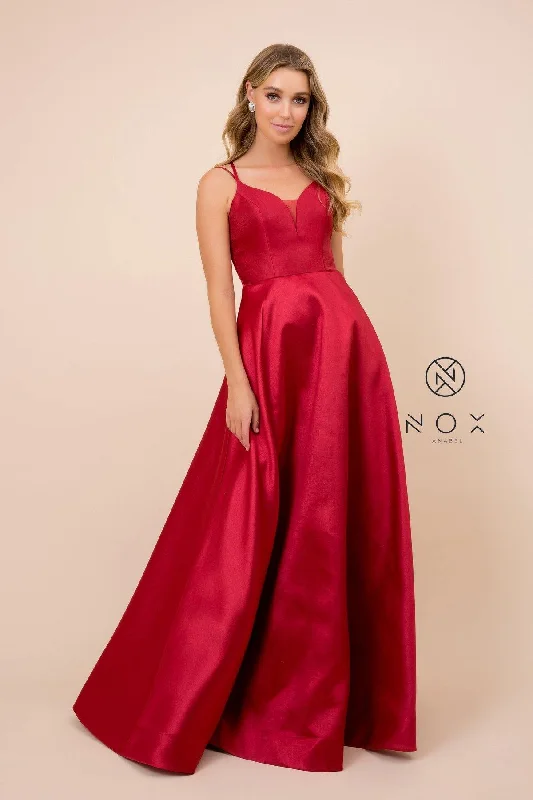 Final Clearance Long A-Line Satin Prom Dress Evening Gown