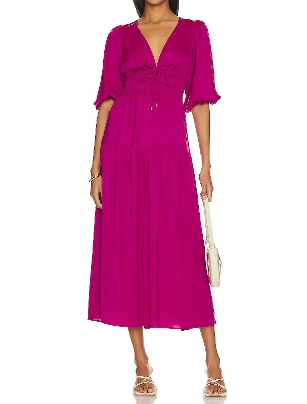 Great Prices On Feminine Styles Safira Midi Dress In Berry