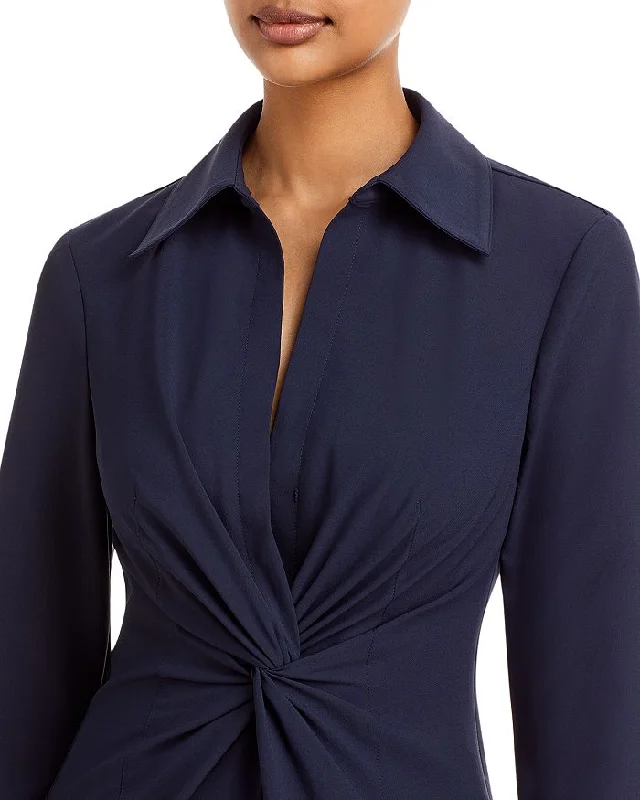 Chic Outfits Cinq A Sept Women's Navy Blue Mckenna Twisted Front Collared Midi Dress