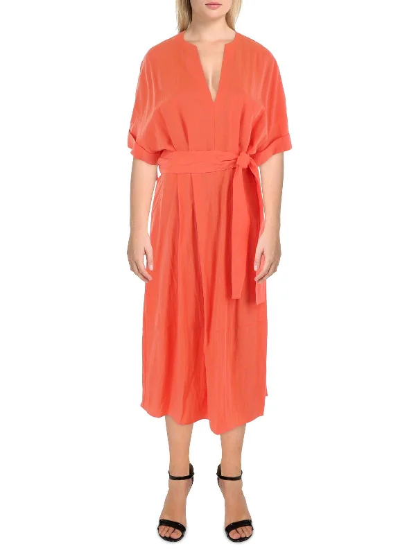 Limited Quantities Womens Belted Tea Length Maxi Dress