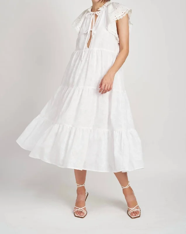 Discounts On Casual Weekend Styles Voile Cotton Midi Dress In White