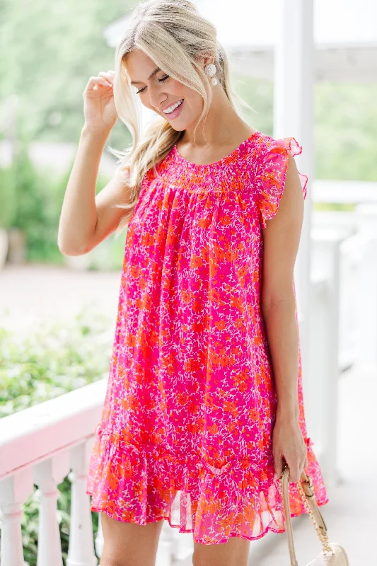 Grab Romantic Date - Night Styles Now Lovely New Days Hot Pink Ditsy Floral Dress