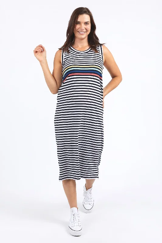 Women's Stylish Outerwear Elm Lyric Tank Dress Navy And White Stripe