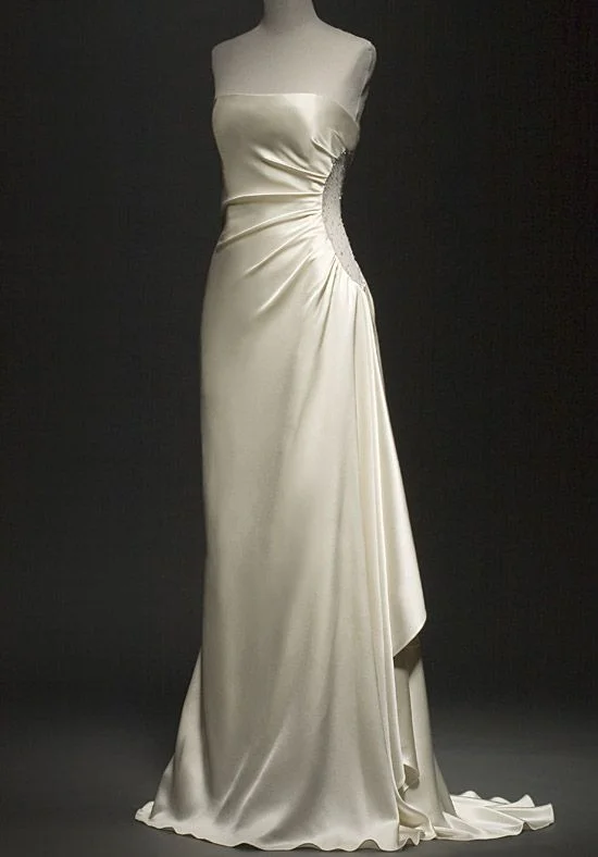 Clearance Event Elegant Ivory Strapless Sheath Satin Long Formal Party Dress MD7574