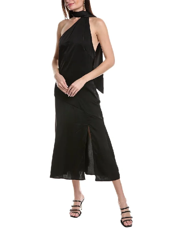 Fashion Deal REVERIEE One-Shoulder Midi Dress