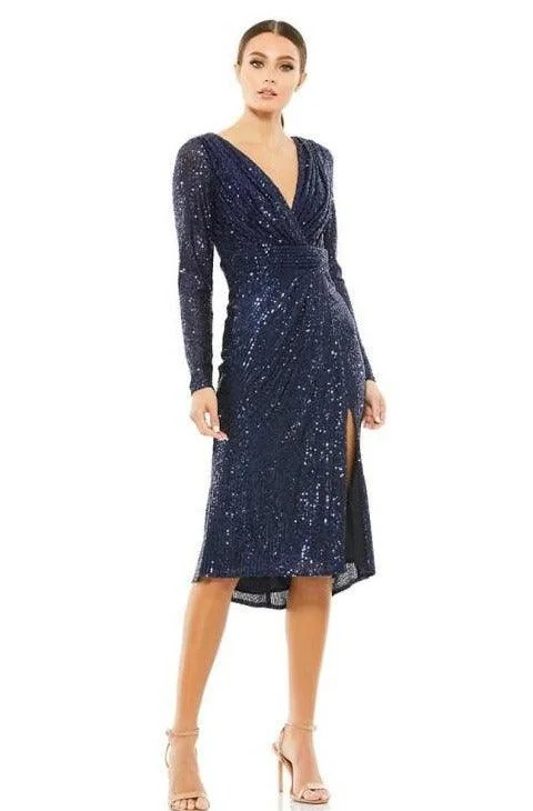 Elegant Style Mac Duggal 26555 Long Sleeve Sequins Cocktail Dress