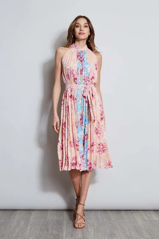 Women's Everyday Apparel T-Tahari Pleated Garden Halter Dress