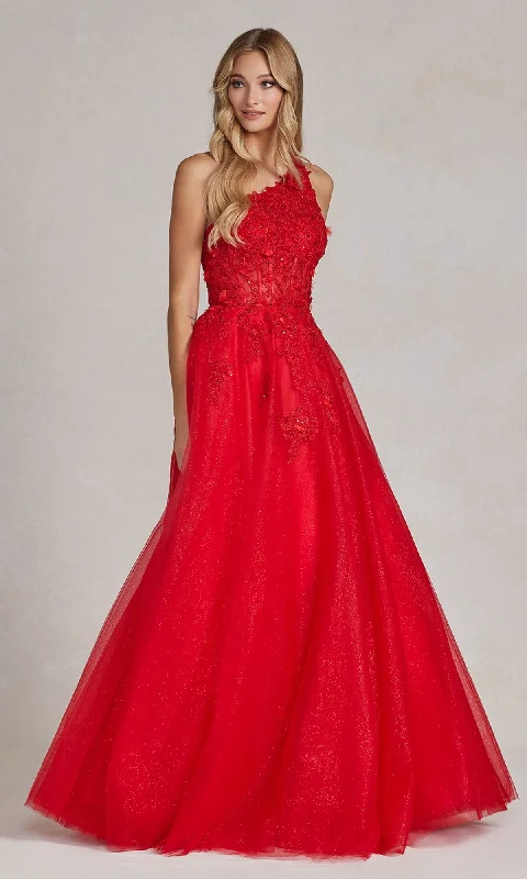 Seasonal Trends One-Shoulder Long Red Ball Gown