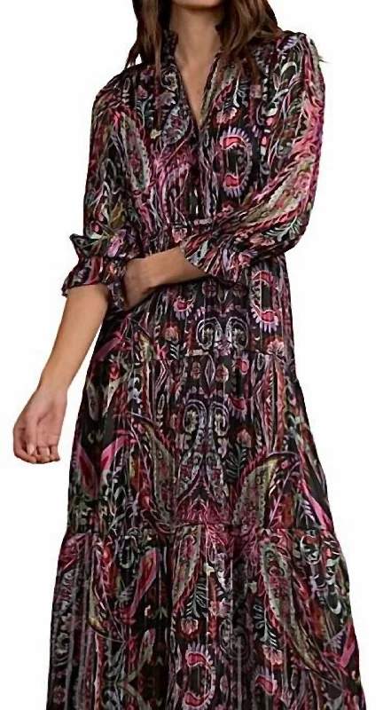 Elegant Style Barcelona Maxi Dress in Black Multi Paisley