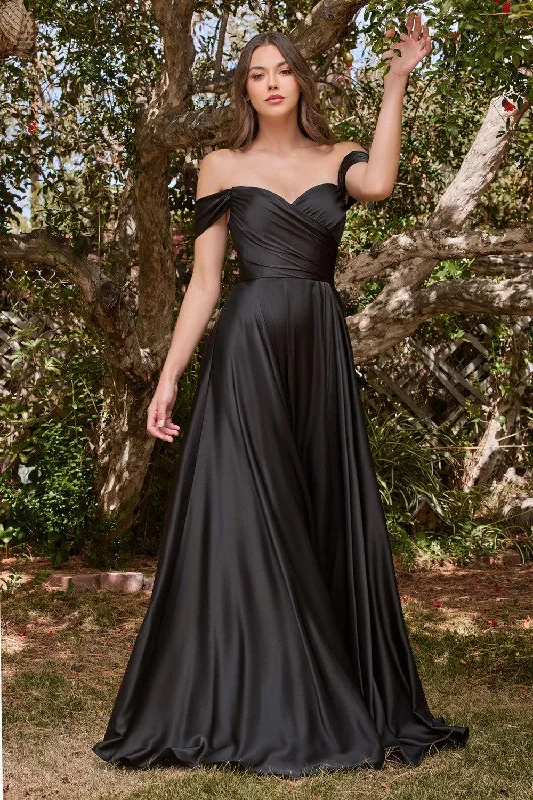 Outfits For Girls Cinderella Divine 7493C Plus Size Long Off Shoulder Dress Black