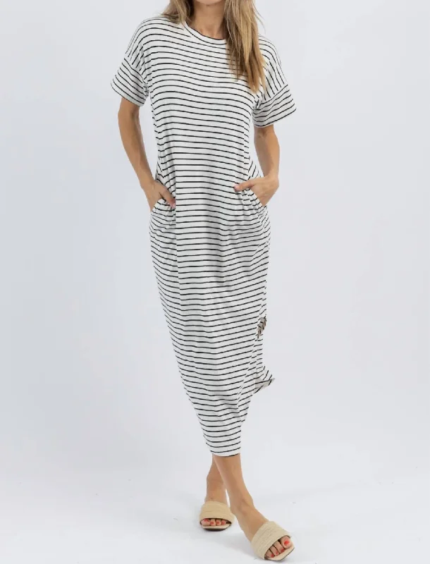 Clearance Event Sundazed Stripe Midi Dress In White