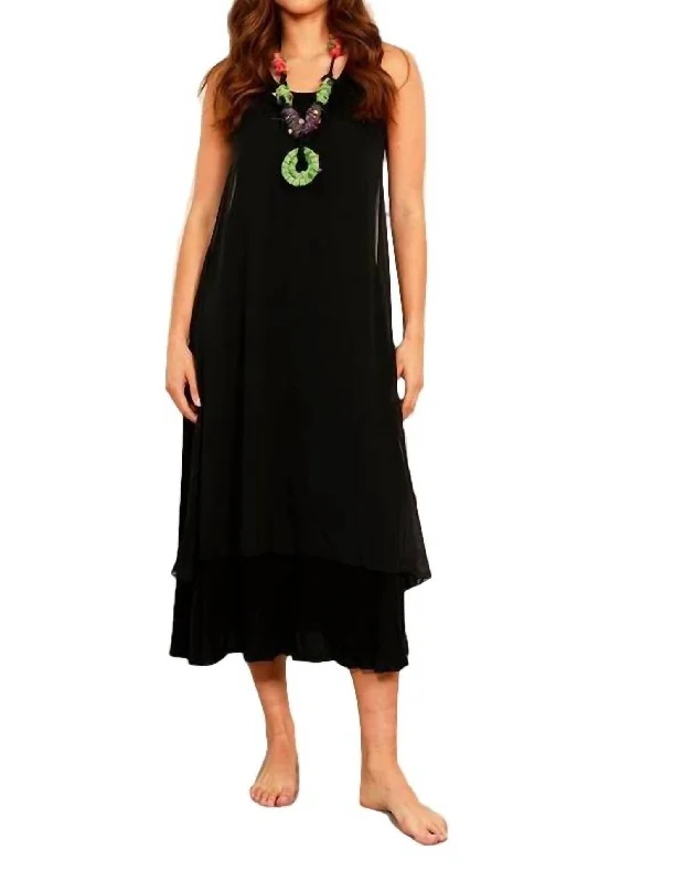 Lighten Up With Nordic Styles Sheer Detail Maxi Dress In Black Multi