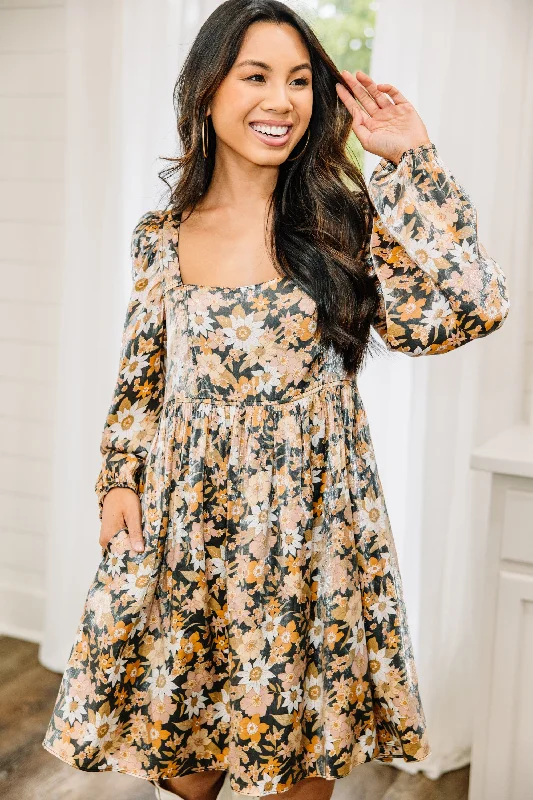 Style Upgrade Living My Best Live Black Floral Babydoll Dress