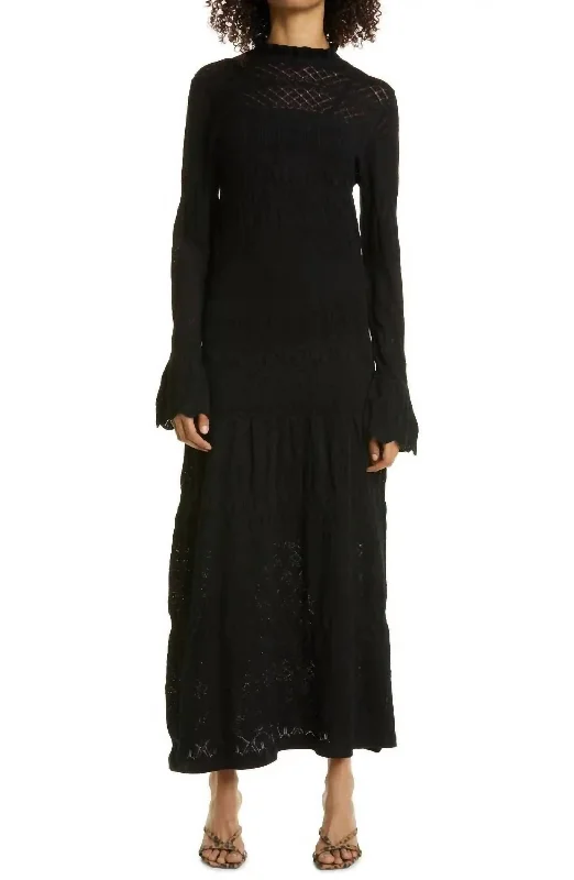 Elevate Your Wardrobe Diana Pointelle Maxi Dress In Black