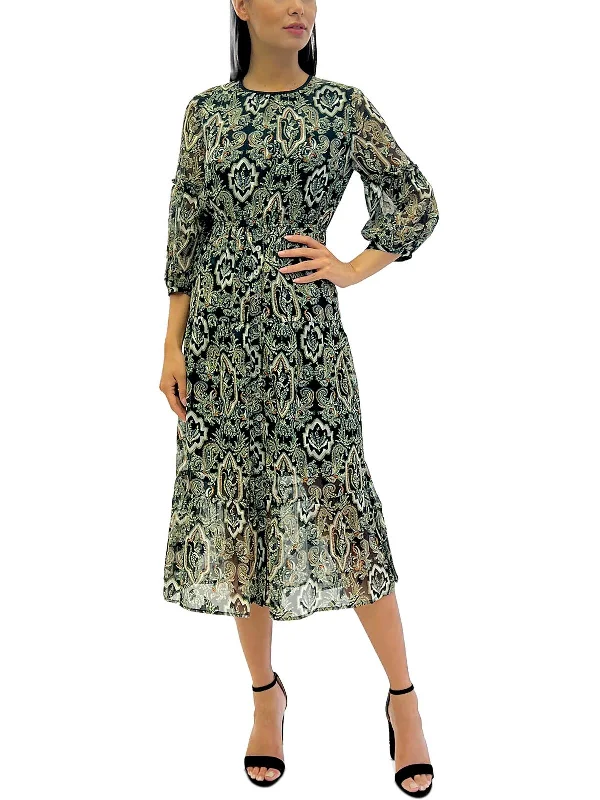 Disco - Inspired Retro Dance Look Womens Paisley Long Midi Dress