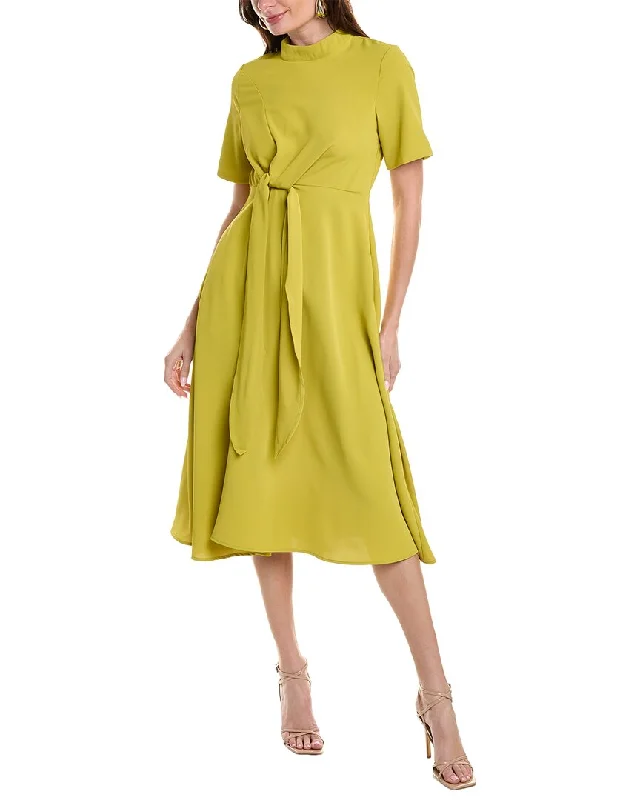 Chic Style Gracia Waist Bow Mock Neck Midi Dress