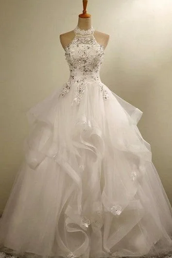 Exclusive Discount Ball Gown Halter Tulle Lace Organza Dress