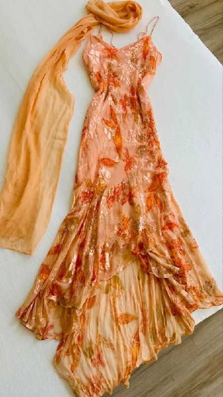 Women's Loungewear Clothes Spaghetti Straps Orange A-line Dress Prom Dress gh2930